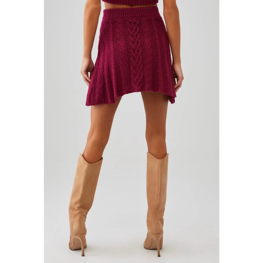 For Love & Lemons Magenta Cable Knit Layton Mini Skirt S - Picture 4 of 7